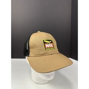 NRA Golden Eagles Men's Khaki Brown Black Mesh Snapback Trucker Hat NRA Patch‎
